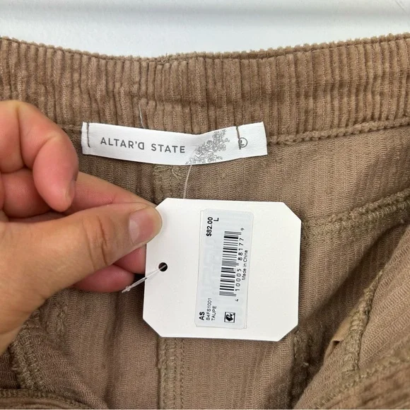 NWT Altar’d State Gabrielle corduroy midi slit skirt size L in taupe 100% cotton - Picture 11 of 13